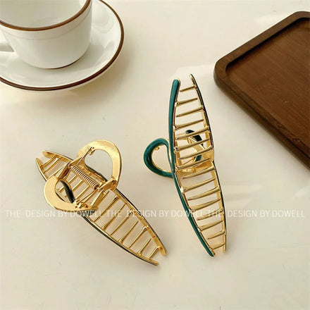 Korean New Style Metal Hair Claw Clips 14cm Oversize Crossed Paint Hair Claws for Women