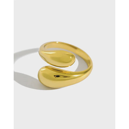 S925 Sterling Silver Glossy Waterdrop Female Smart Ring 18K Gold Plated Adjustable Rings Fashion Jewelry Rings for Women Gift