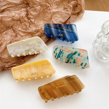 France Geometric Claw Clips Hair Accessories for Thick Hair Simple Elegant Marble Strong Hold Acetate Women Hair Claw Clips