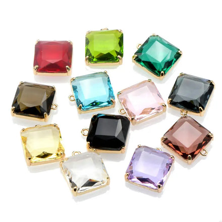 Many Colors Crystal Glass Square Shape Necklace Pendants for Fashion Earring Making Findings