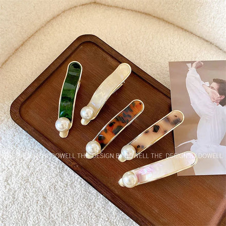 Custom 9.5cm Large Barrette Duckbill Clips Hair Accessories Elegant Leopard Tortoiseshell Big Pearl Acetate Hair Claw for Women