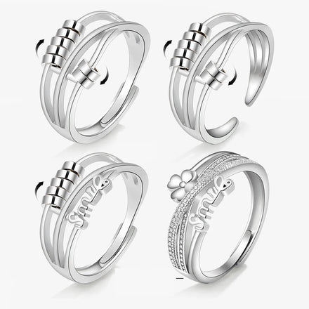 New Wholesale Lady Rotatable Beads Smile Letter Stress Relief Fidget Ring Gift Silver Copper Zhejiang for Girls Women Adult