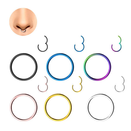 316L Stainless Steel Seamless Cartilage Ear Nose Ring 1.6mm Silver Black Blue Multi-Color Gold Body Jewelry Women Weddings