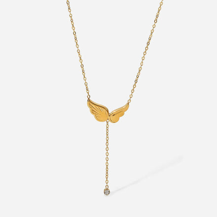 Elegant Angel Necklace with Pendant Metal Stainless Steel Simple Jewelry Party Women Dress Necklace