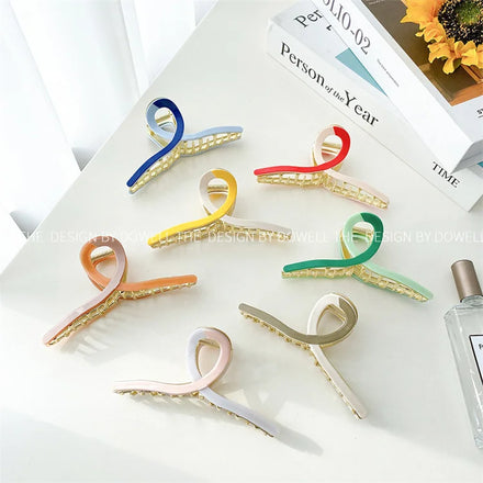 Large Size Splicing Two-color Woman Alloy Designer Hair Clip