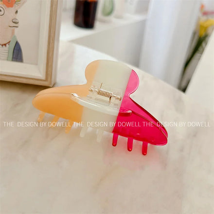 2022 New Arrival Geometry Colorful Patchwork Hair Claw Clips Fashionable 10.5CM Large Cellulose Acetate Hair Claw for Girl