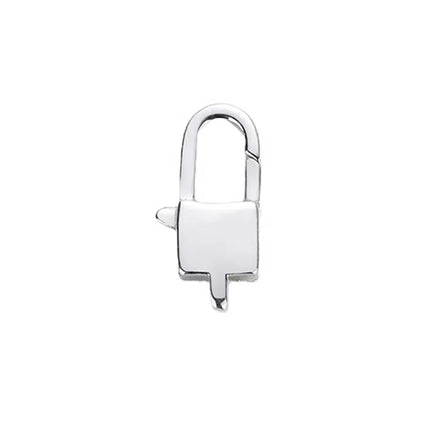 Custom Logo Solid 925 Sterling Silver Square Shape Plain Pad Lock Lobster Clasp Padlock Lock Findings for Jewelry 11mm 20mm