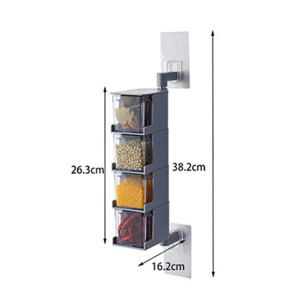 Kamus New Home 4 Compartment Plastic PP Spice Box Hand-Designed Kitchen Organizer for Food Injection Technics