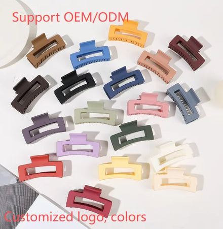 Hot Selling Plastic Hair Claw Clips 8.5cm Simple Matte Rectangle Hair Claws for Women