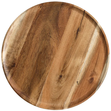 Solid Acacia Wood Round Plates Serving Tray for Cake Dishes Nature Wood Color Customized Wooden Kitchen Tableware Plate