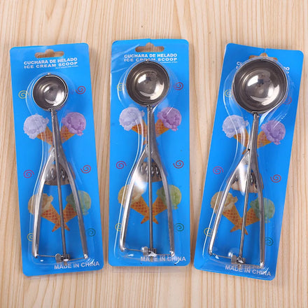 201 Stainless Steel Spring Chef Ice Cream Scoop Digger Spade Ball Maker with Non-Slip Handle for Cookie and Fruit Serving