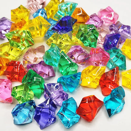 18*25mm Transparent Colorful PS Crystal Stone Ice Cubes Beads Irregular Plastic Gemstone Toy Crafts Decoration