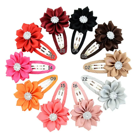 New Best-selling Cute Kids Eco-friendly Ribbon Flower Colorful Hairpin Set Hair Accessories