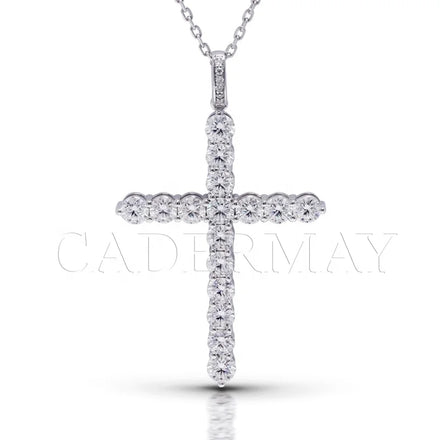 Cadermay Trendy Silver Cross Pendant Necklace with 4.7mm Moissanite Diamond Hip Hop Style Women Men Moissanite Pendant Jewelry