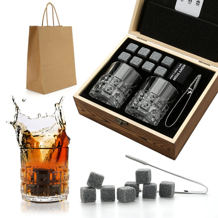 For Hot Selling Reusable Granite Whiskey Stones and Glasses Gift Set Eco-Friendly Bar Accessories