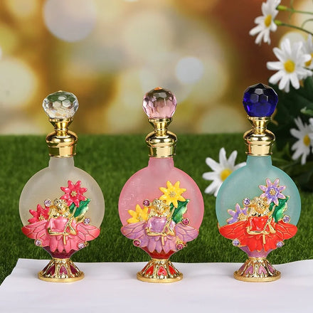 10ml Arab Flower Fairy Metal Perfume Bottle Essential Oil Refillable Fancy Attar Bottles Container Gift Decoration 10208