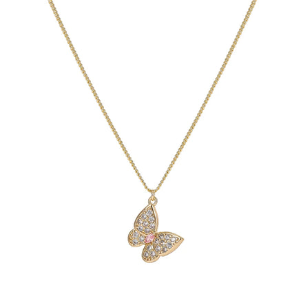 Fashion Jewellery Cubic Zirconia Butterfly Pendant Necklace 14K Gold Jewelry
