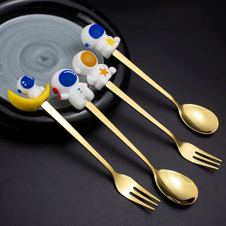 High Grade Astronaut Animals Spoon Stainless Steel Tea Coffee Spoon and Fork