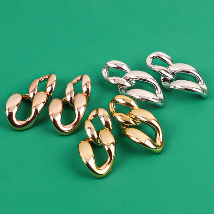 2024 Popular Hoop Vintage Chain Gold Silver Heavy Exaggerated Gold Plated Stud Earrings