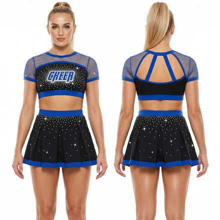 Custom Team Logo Short Sleeve Double Layer Flare Skirt Cheerleader Uniform for Youth&Adults Allstar Cheerleading