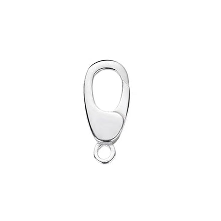 Without Plated Pure Solid 925 Sterling Silver Oval Spring Ring Clasp Push Gate Clasp 13x6x2.6mm Hole: 1.2mm