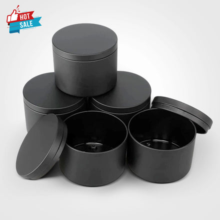 2023 Hot Sale 16oz Empty Metal Cans Black Candle Tins With Lid 8oz