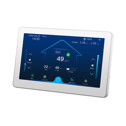 7 Inch VOC PM2.5 Temperature Humidity WIFI RS485 Modbus Fresh air Intelligent Ventilation HVAC Fan Controller