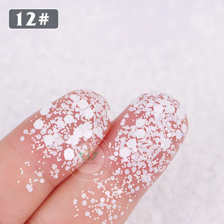 White Chunky Glitter for Crafts Resin Tumbler & Festival Decoration 1kg Minimum Order Packed in Boxes Bags