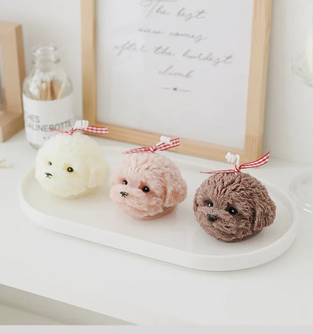 2026 LE139 Wholesale Handmade Teddy Dog Shaped Craft Scented Candles for Home Decoration and Holiday Gifts From
