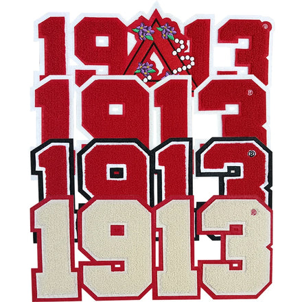 Wholesale Custom Large Delta Sigma Thate Soroity 1913 Towel Greek Letter Embroidery Chenille Iron-On Rubber Garment Express