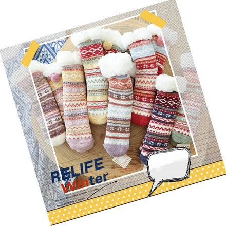 Wholesale Winter Vintage Thick Warm Fleece Fur Lined Socks Women Pom Pom Cozy Fuzzy Sherpa Cabin Socks