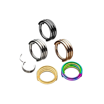 Simple Designs Woman Body Jewelry 316L Stainless Steel Three Layers Septum Nipple Clicker Gold Nose Ring and Piercing Ring