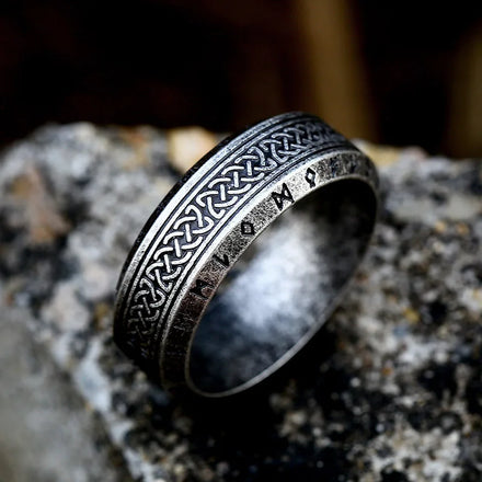 OAHLAN Wholesale Fashion Jewelry Simple Vintage Viking Letter Celtic Knot Titanium Stainless Steel Ring for Men