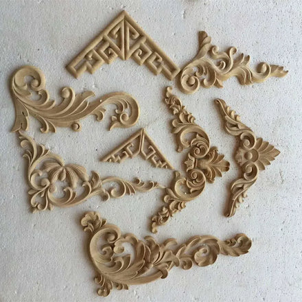 Indoor Modern Manufacturer Round Wood Rosettes Wood Furniture Onlays and Appliques Wall Carved Curve Moldings factory