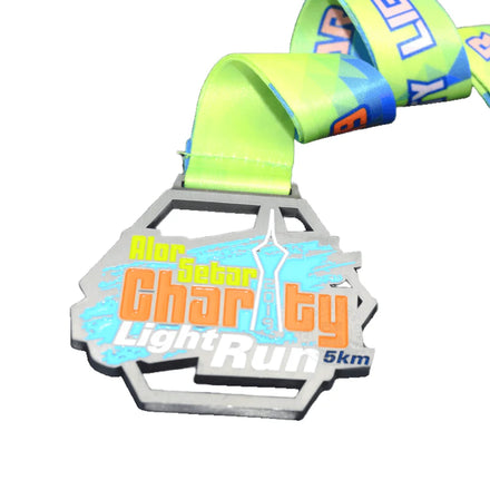 5km Hollow Antique Silver - Plated Medal for Alor Setar Charity Light Run in Malaysia