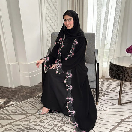 Wholesale Floral Printed Abaya Dress for Women Elegant Middle East Arab Oman Dubai Morocco Caftan Evening Party