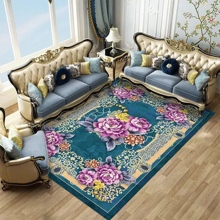 Cheap Price Machine Made Customize Design Colorful Pattern Persian Carpet Anti-slip Polyester Rug for Living Room