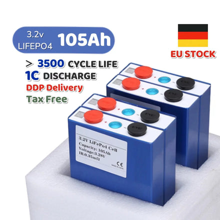 EU Stock EVE LF105 Prismatic 3.2V 105Ah LiFePO4 Lithium Ion Batteries Lifepo4 Cells 4000 Cycles Time for Solar Energy System