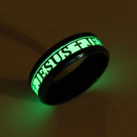 Hot Selling Easter Bonus Jesus Luminous Ring Light Ring Stainless Steel Ring for Men Women