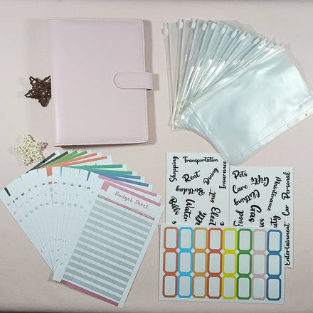 A5 PU Leather Budget Binder with Zipper Envelopes Stickers Monthly Planner Cash Envelopes for Budgeting Cash Savings Binder