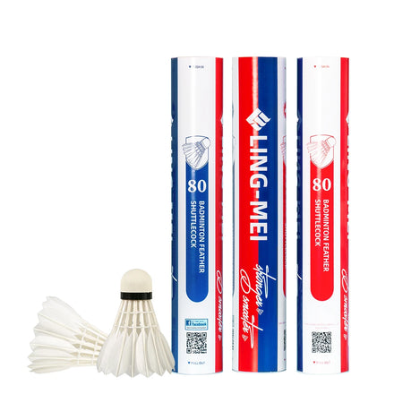 LINGMEI-80 BWF Goose Feather Badminton Shuttlecock China Manufacture Wholesale Best Durability for Professional Tournament