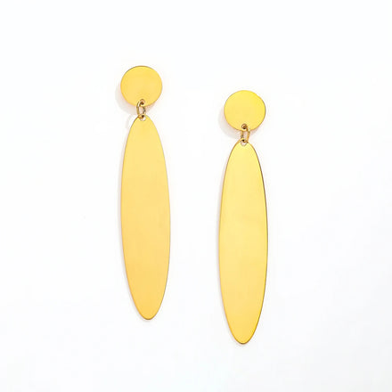 Fenny Fashion 18K Gold-plated Shiny Smooth Oval Geometric Dangle Stud Earring Wholesale Stainless Steel Ladies Jewelry