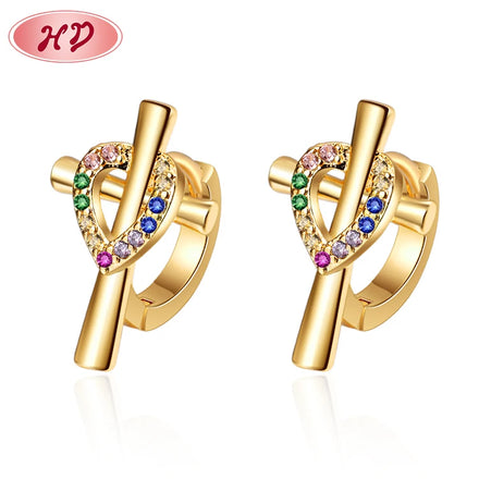 Cross Religious Jewelry Cruz De Aretes Para Mujer 18 Carat Gold Plated Dainty Hoop huggies Earrings