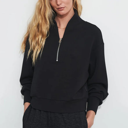 Women Crop Sweatshirt Half Zipper Pullover V-neck Long-Sleeved Fashion Tops Women's Hoodies & Sweatshirts