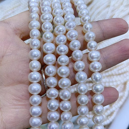 Fine AAA 100% Natural Freshwater Pearl White Round Shape Beads for Jewelry Making DIY Bracelet Necklace