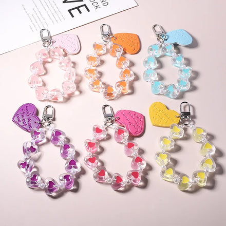 Personality Bag Packaging Accessories Translucent Heart String Alphabet Leather Heart Keychain Pendant