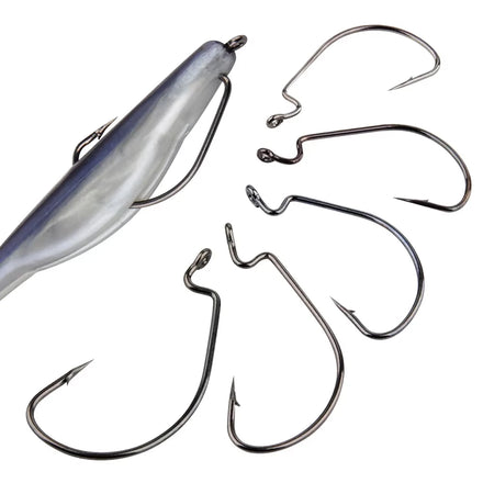 Spinpoler Offset Fishhook for Soft Bait Fish Lure High Carbon Steel Barbed Worm Jerk Fishing Hooks Texas or Carolina Rig Tackle