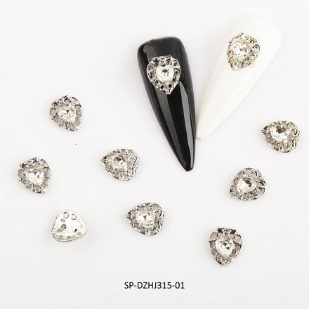 Heart Nail Art Big Rhinestones Decorations 3d Alloy Hollow Charms Nailart Supplies Nails Bling Accessories