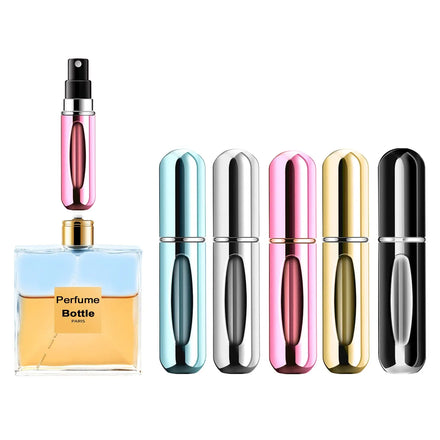Portable Mini Refillable Perfume Atomizer Bottle Travel Scent Pump Case with Aluminum Collar Metal Base Refillable Spray Bottle