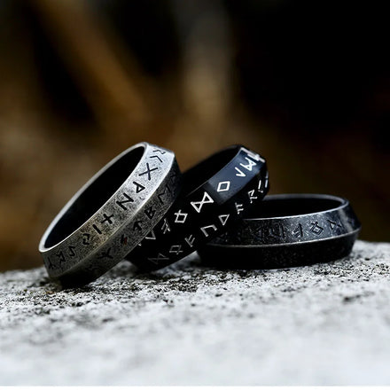 OAHLAN Wholesale Fashion Jewelry Vintage Viking Rune Titanium Stainless Steel Rings for Men and Women
